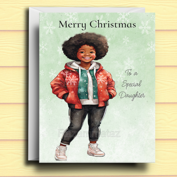 Black Girl E Christmas Card